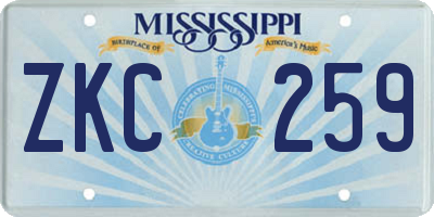 MS license plate ZKC259