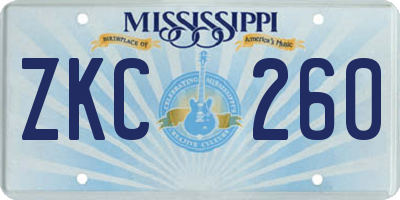 MS license plate ZKC260