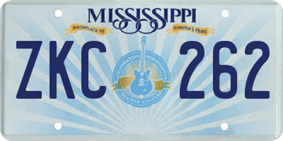 MS license plate ZKC262