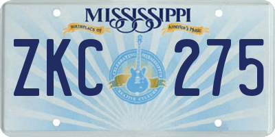 MS license plate ZKC275