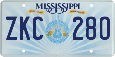 MS license plate ZKC280
