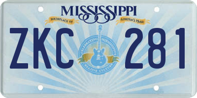 MS license plate ZKC281