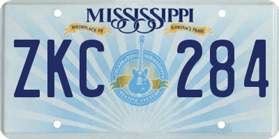 MS license plate ZKC284