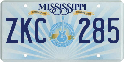 MS license plate ZKC285