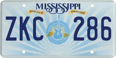 MS license plate ZKC286