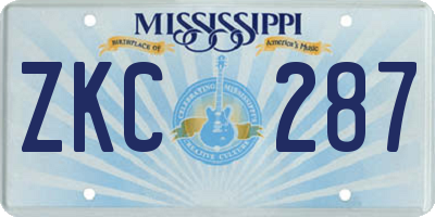 MS license plate ZKC287