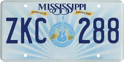 MS license plate ZKC288