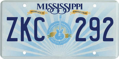 MS license plate ZKC292