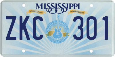 MS license plate ZKC301