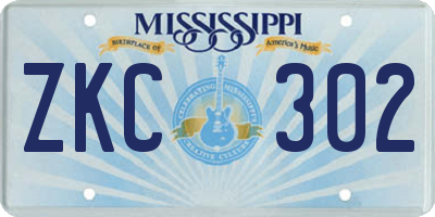 MS license plate ZKC302