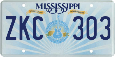 MS license plate ZKC303