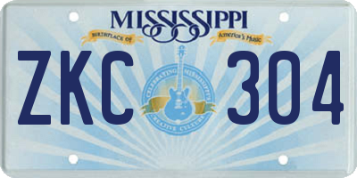 MS license plate ZKC304