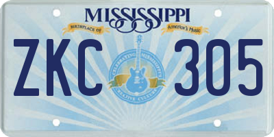 MS license plate ZKC305