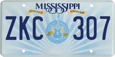 MS license plate ZKC307