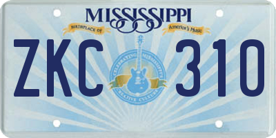 MS license plate ZKC310