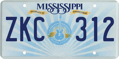 MS license plate ZKC312