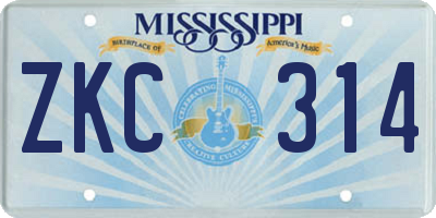 MS license plate ZKC314