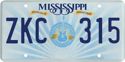 MS license plate ZKC315