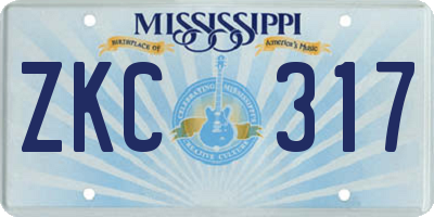 MS license plate ZKC317