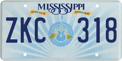 MS license plate ZKC318