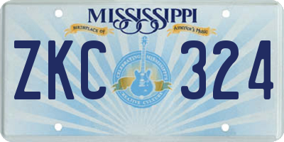 MS license plate ZKC324