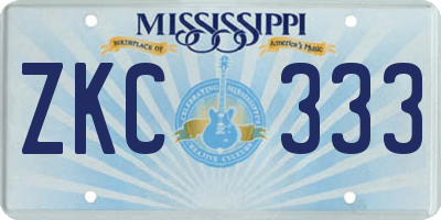 MS license plate ZKC333