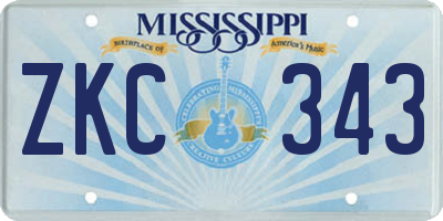 MS license plate ZKC343