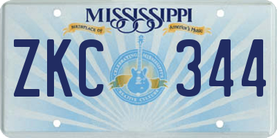 MS license plate ZKC344