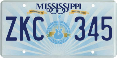 MS license plate ZKC345