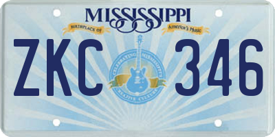 MS license plate ZKC346