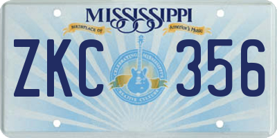 MS license plate ZKC356