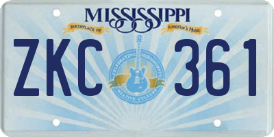MS license plate ZKC361