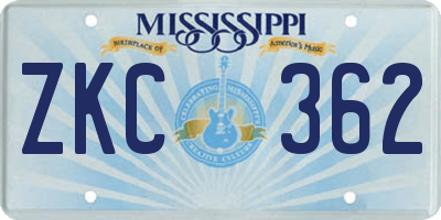 MS license plate ZKC362