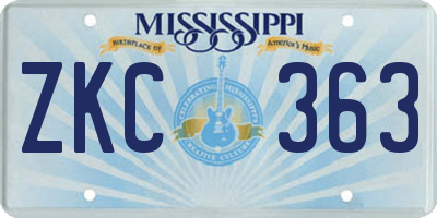 MS license plate ZKC363