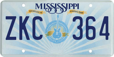 MS license plate ZKC364