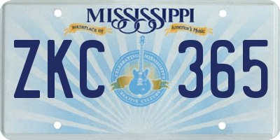 MS license plate ZKC365