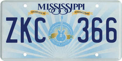MS license plate ZKC366