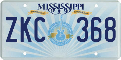 MS license plate ZKC368