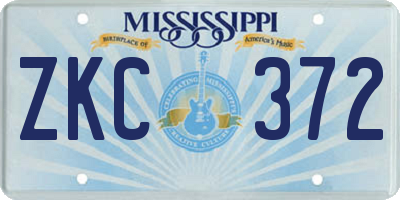 MS license plate ZKC372