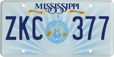 MS license plate ZKC377
