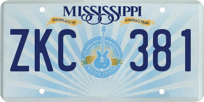 MS license plate ZKC381