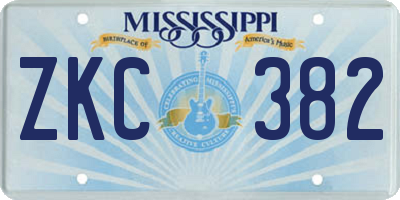 MS license plate ZKC382