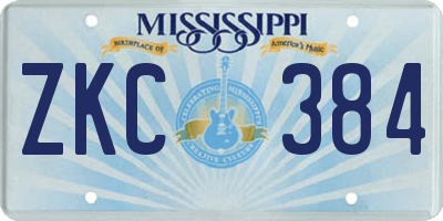 MS license plate ZKC384