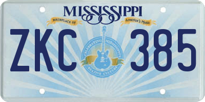 MS license plate ZKC385