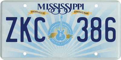 MS license plate ZKC386