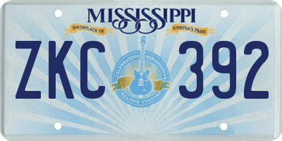 MS license plate ZKC392