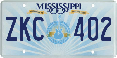 MS license plate ZKC402