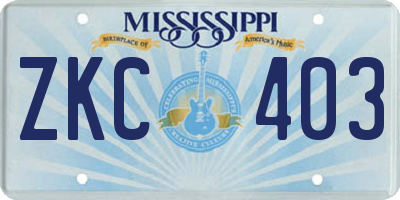 MS license plate ZKC403