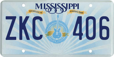 MS license plate ZKC406