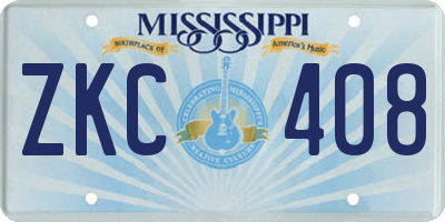 MS license plate ZKC408